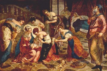 ティントレット Painting - 洗礼者聖ヨハネの誕生 イタリア ルネサンス ティントレット
